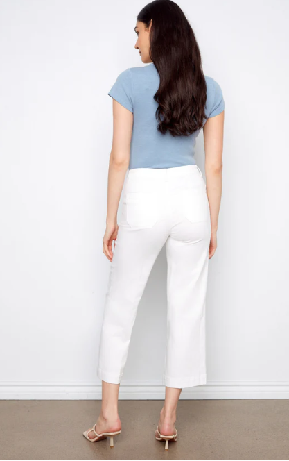 White Cropped Wide-Leg Jeans