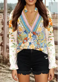 Crochet Floral Boho Long Sleeve