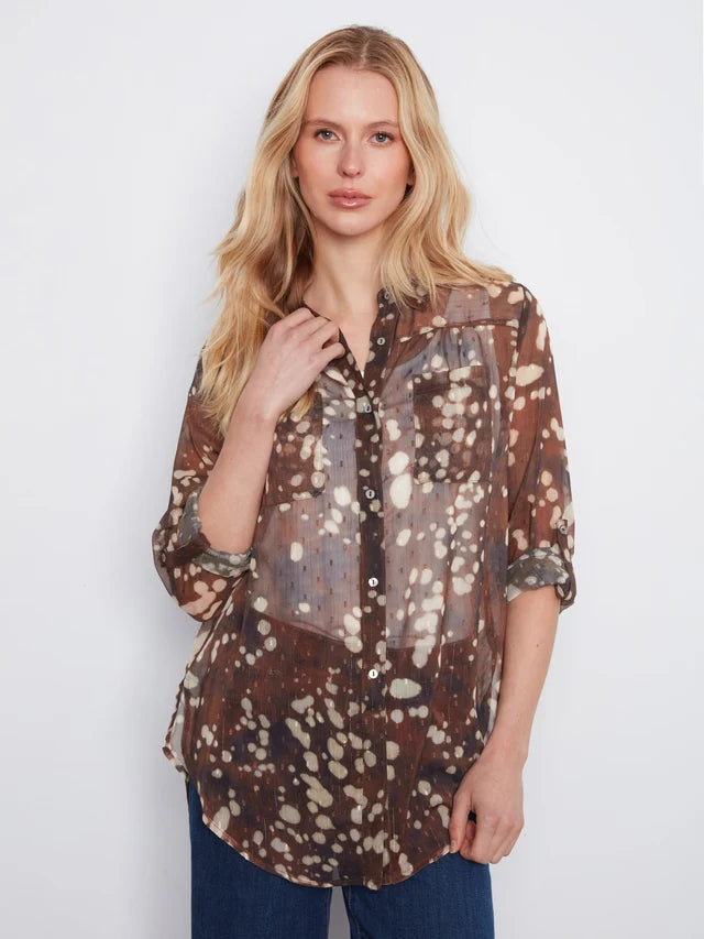 Charlie B - Speckle Long Sleeve Blouse