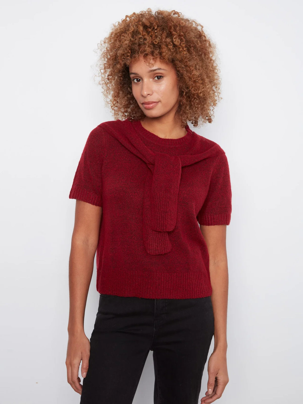 Short Sleeve Crew Neck Sweater