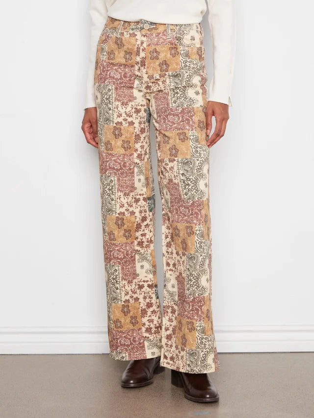 Charlie B - Wide Leg Printed Twill Pants