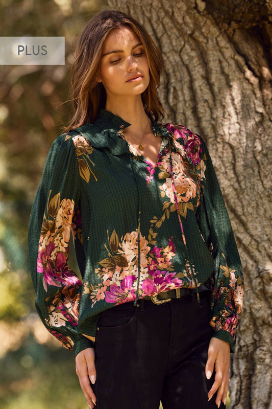 Floral Printed Long-sleeve Blouse