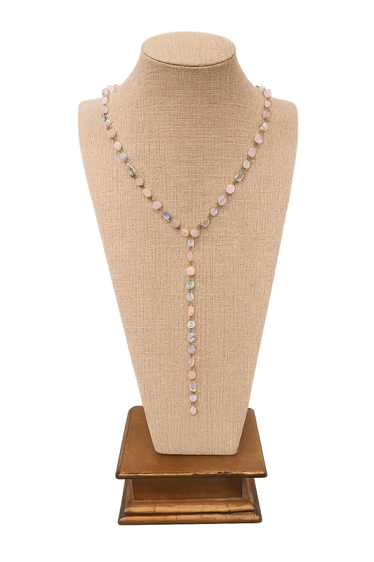 Necklace Pink Crystal Y-Drop