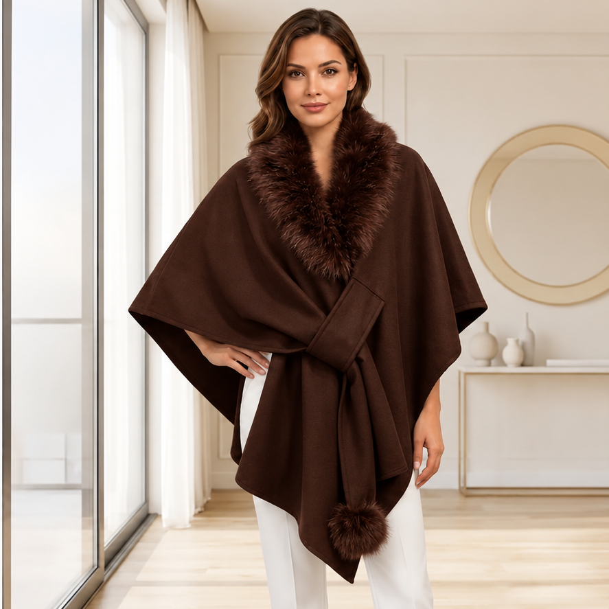 Faux Fur Wrap Cape Poncho