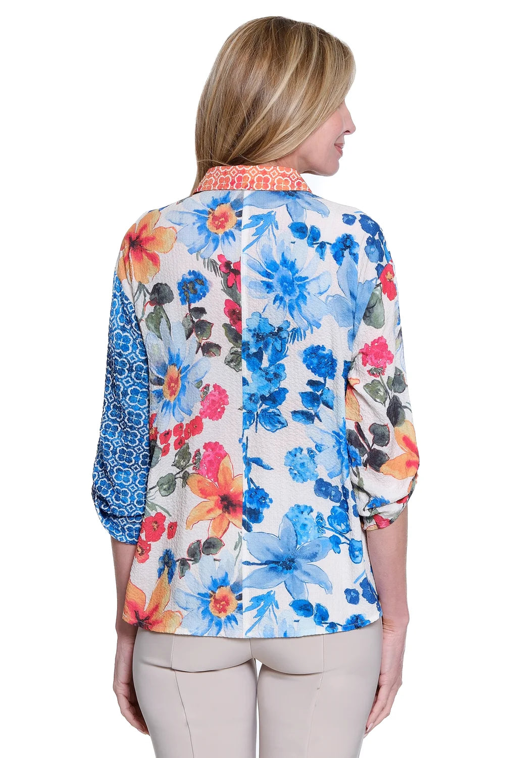 Ali Miles Floral Button Front Top - Floral Multi