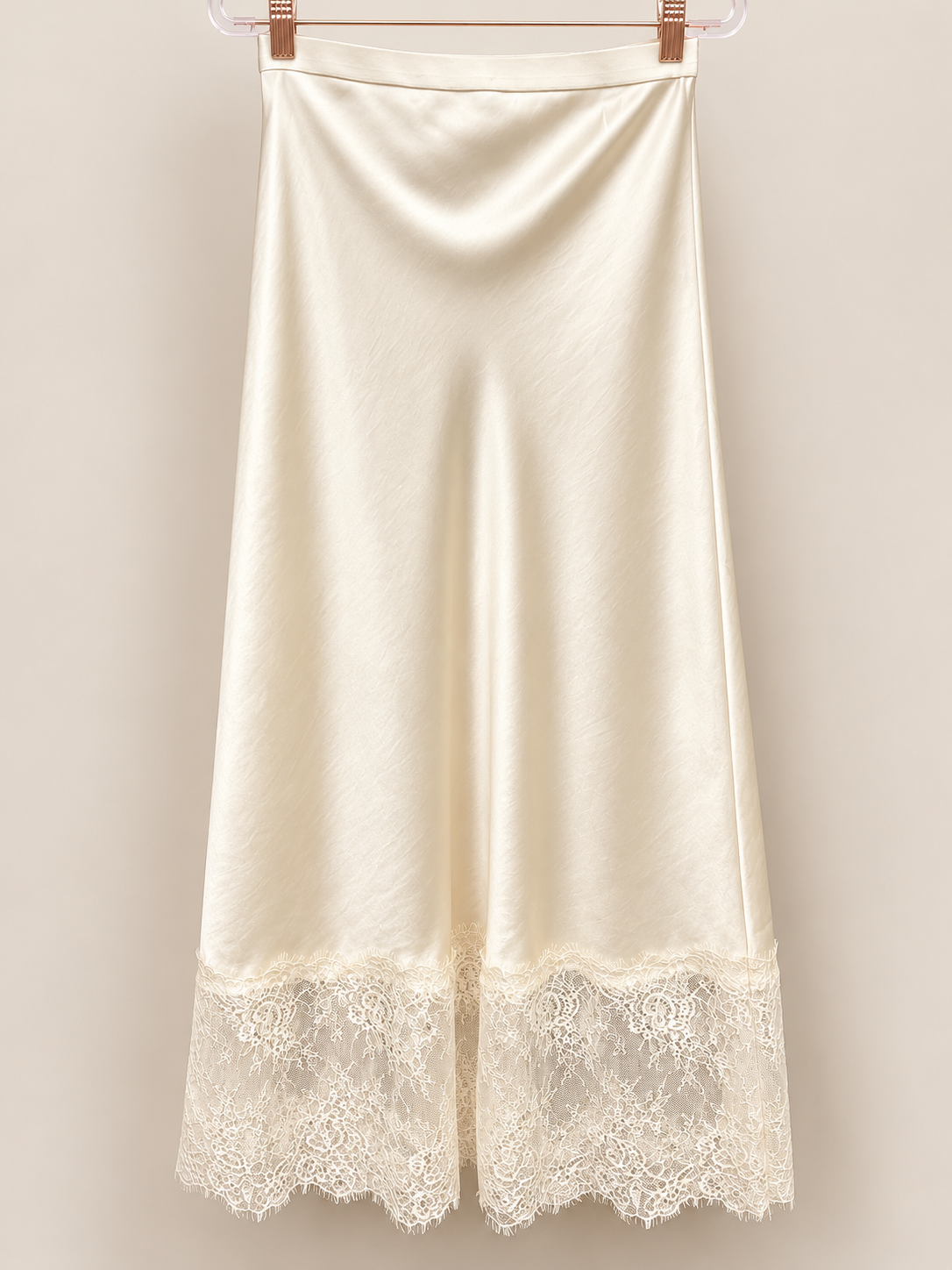 Grade & Gather Lace Trim Satin Skirt