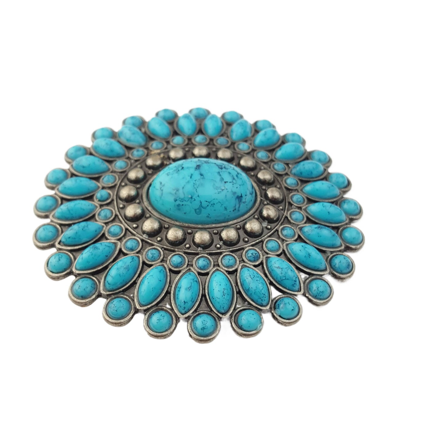 Turquoise Oval Western Floral Buckle