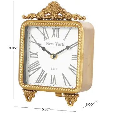French Country Gold Metal Clock