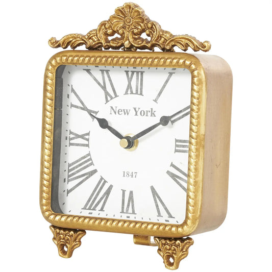 French Country Gold Metal Clock