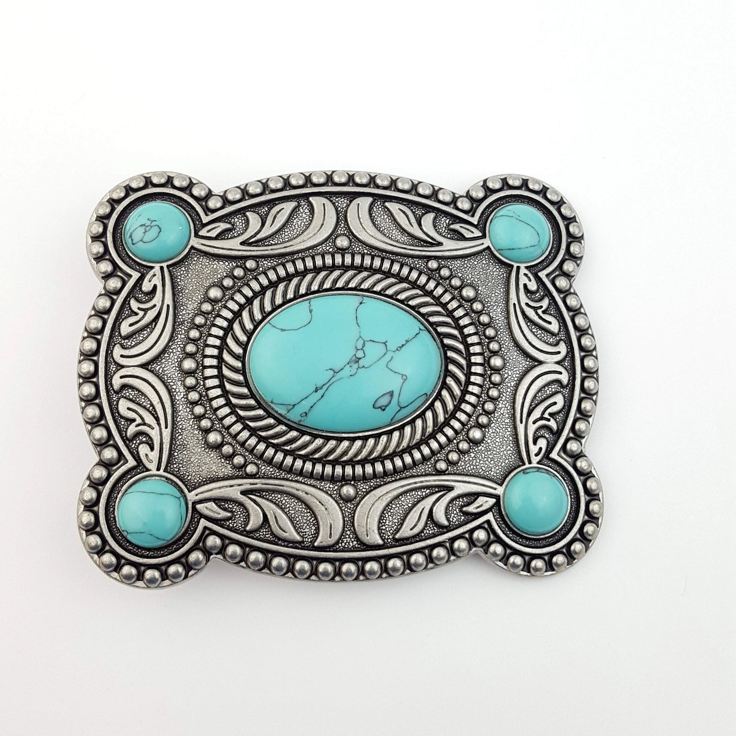 Turquoise-Accented Western Belt Buckle