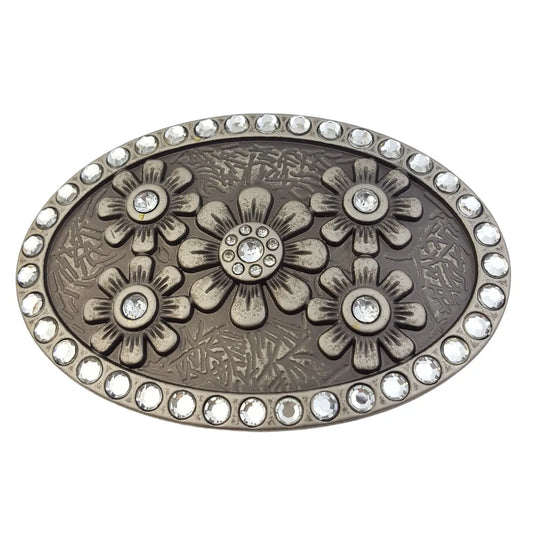Oval Western Style W. Daisy Flower Buckle