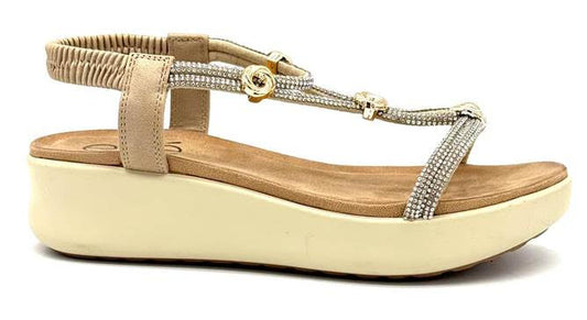 EXE Beige Crsytal & Gold Sandal
