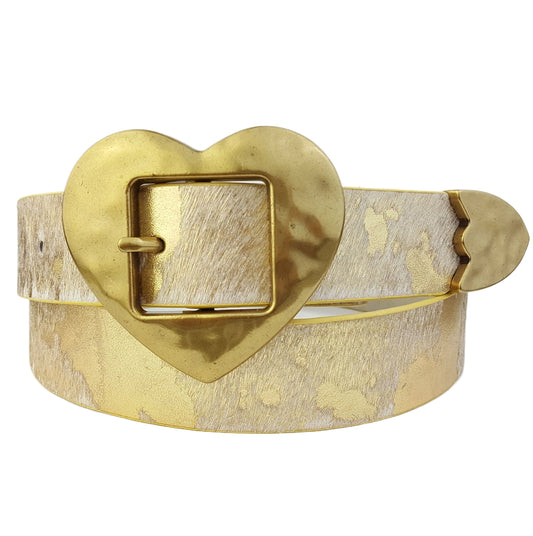 Axesoria Heart Buckle Cow Hair Leather Belt