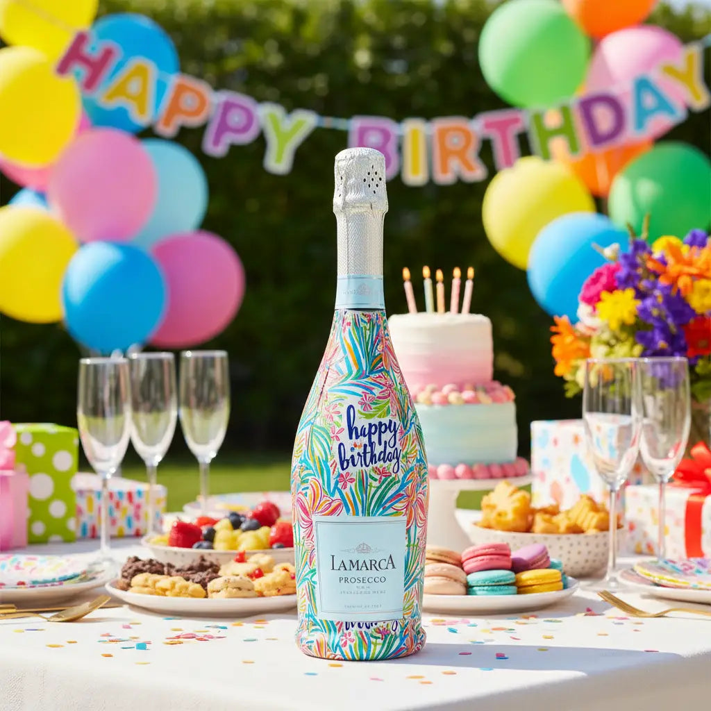 Happy Birthday Floral Bottle Wrap