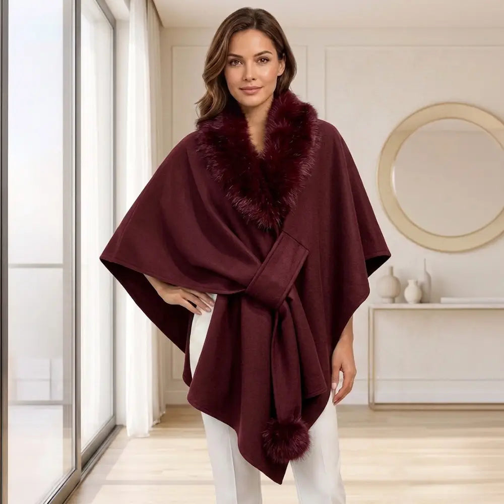 Faux Fur Wrap Cape Poncho