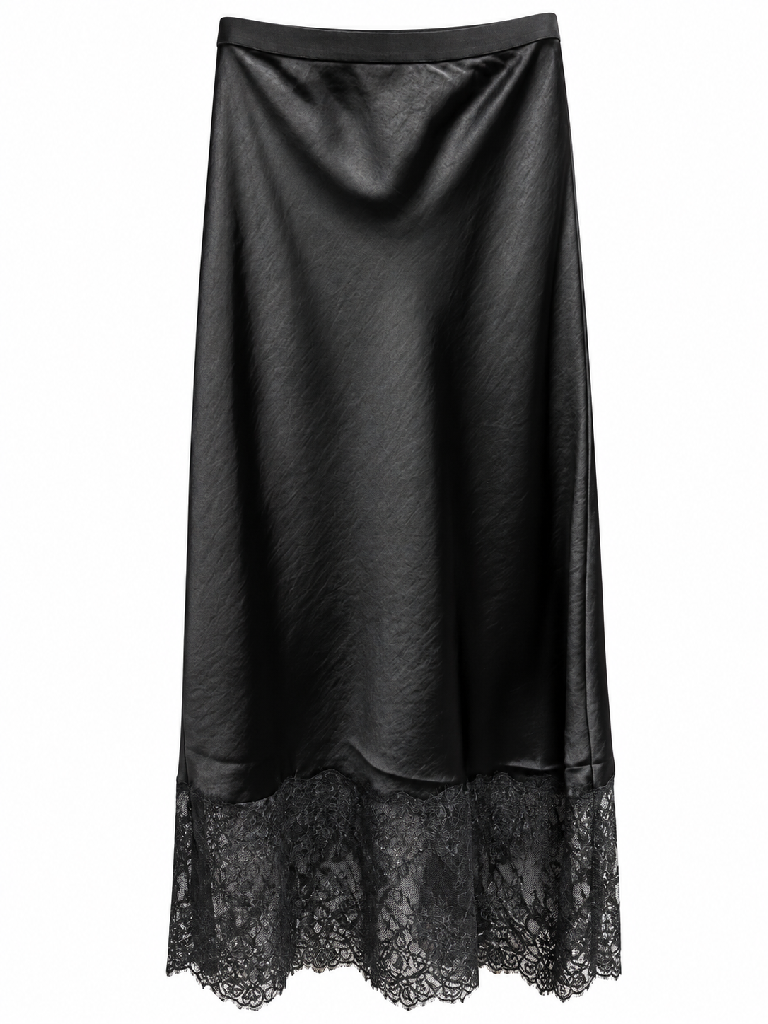 Grade & Gather Lace Trim Satin Skirt