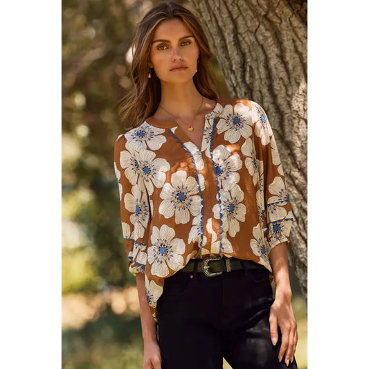 Oddi Floral Printed 3/4 Sleeve Blouse
