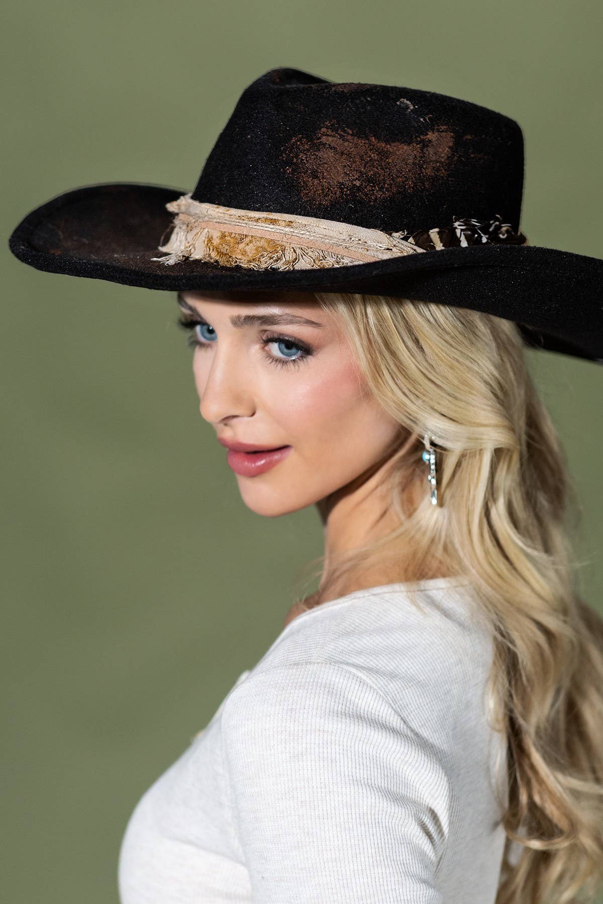 Vintage Shapeable Cowgirl & Fedora Hat: Black