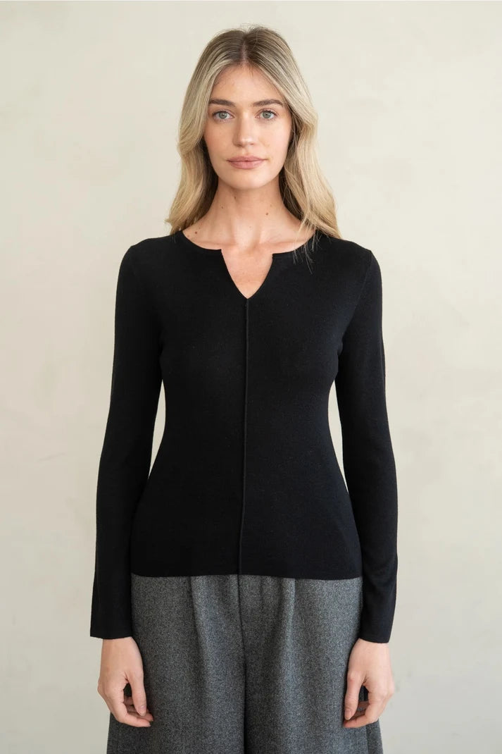 Elle Grey Black Long Sleeve Top