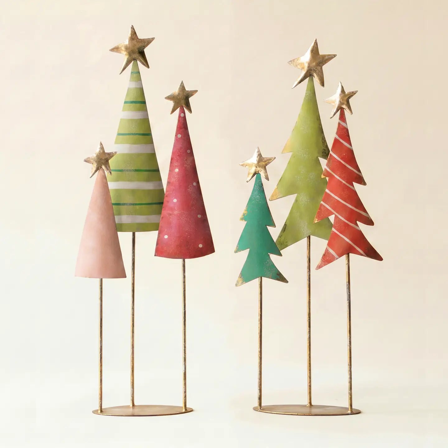 Painted Metal Christmas Trees