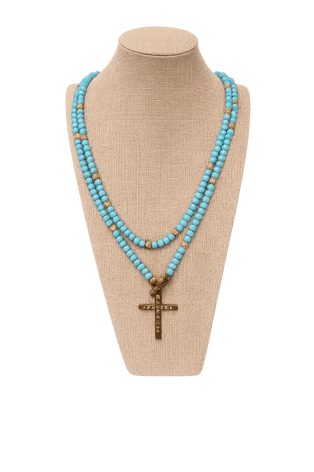Turquoise Beaded Cross Layer Necklace