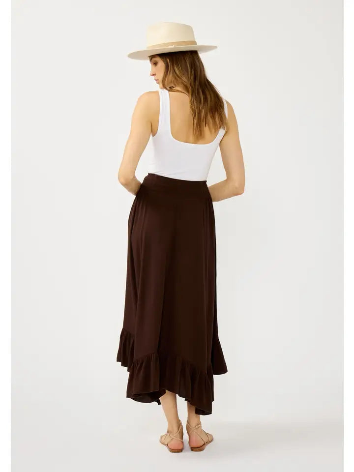 Bohemian Ruffle Hem Maxi Skirt