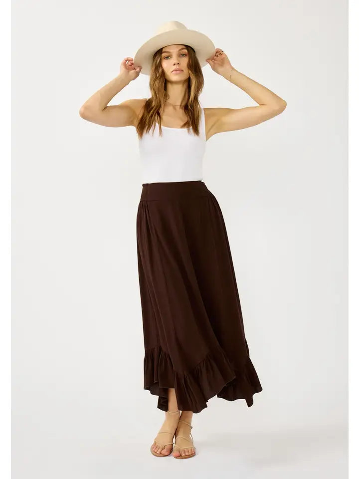 Bohemian Ruffle Hem Maxi Skirt