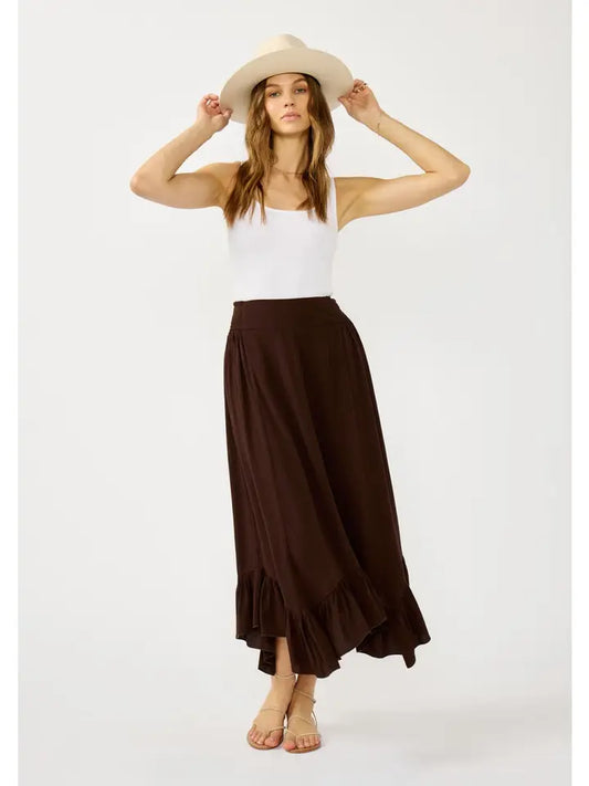 Bohemian Ruffle Hem Maxi Skirt