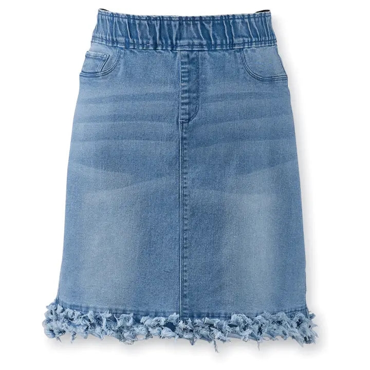 Fringe Denim Skirt - Large