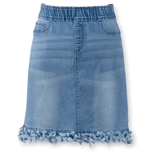 Fringe Denim Skirt - Large