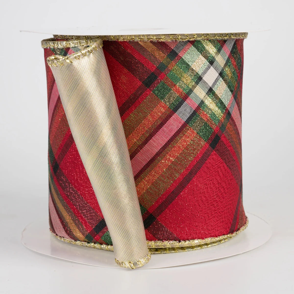 Gold Metallic Plaid Ribbon