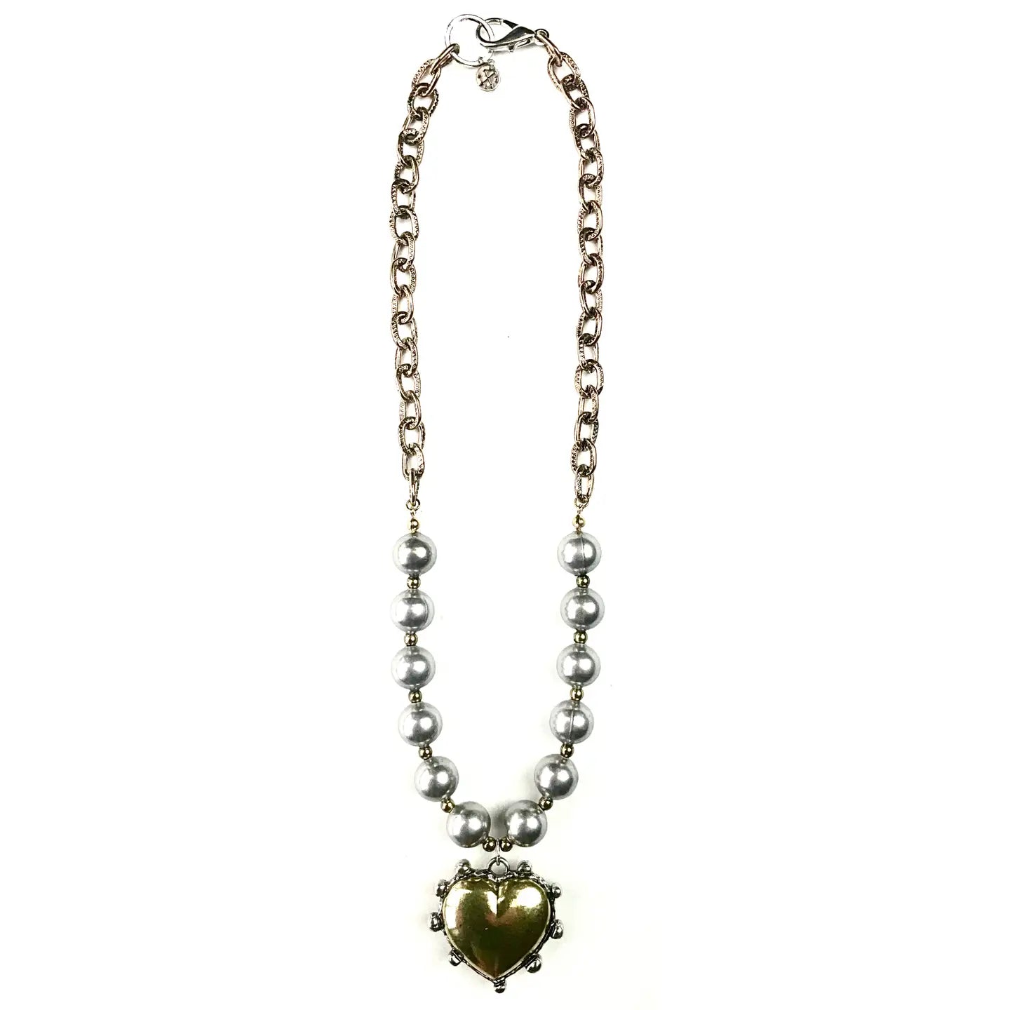Chain Beaded Puffed Heart Pendant