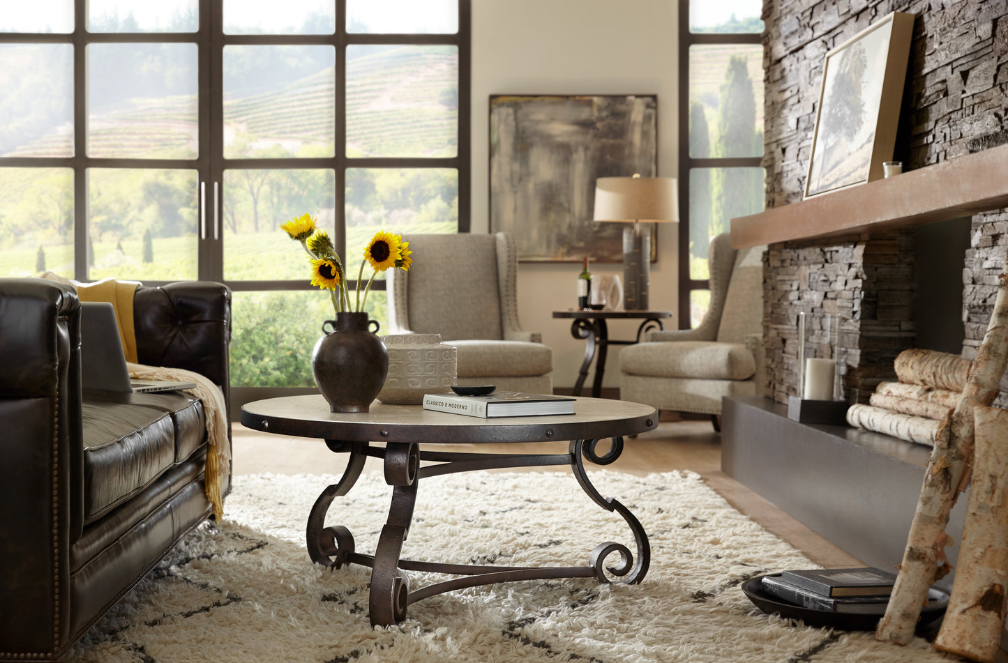 Luckenbach Metal and Stone End Table