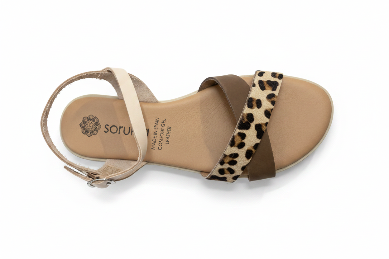 Leopard print Soruk sandal on white background