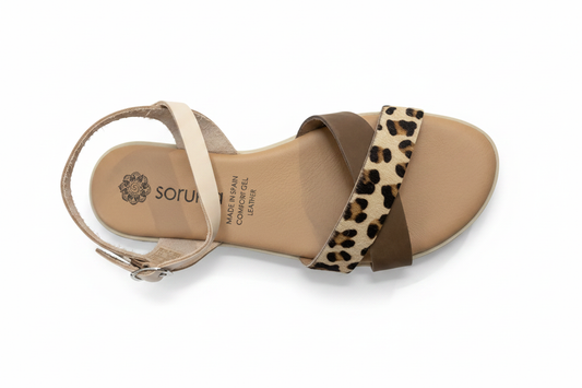 Leopard print Soruk sandal on white background