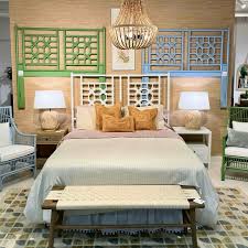 Blue Lattice King Headboard
