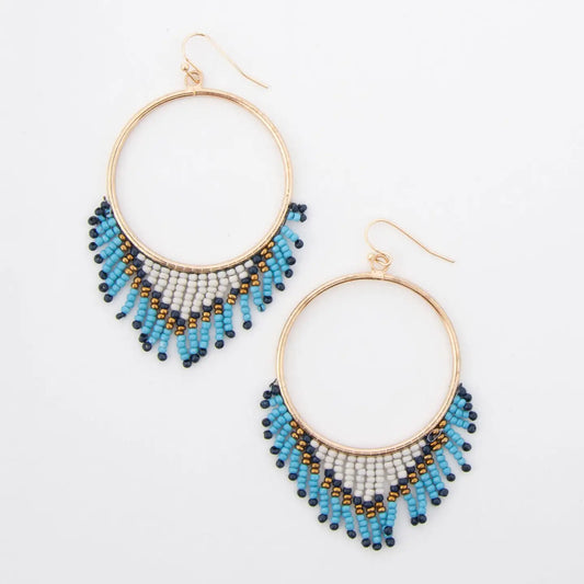 Irie Beaded Chandlier Hoop Earrings - Blue