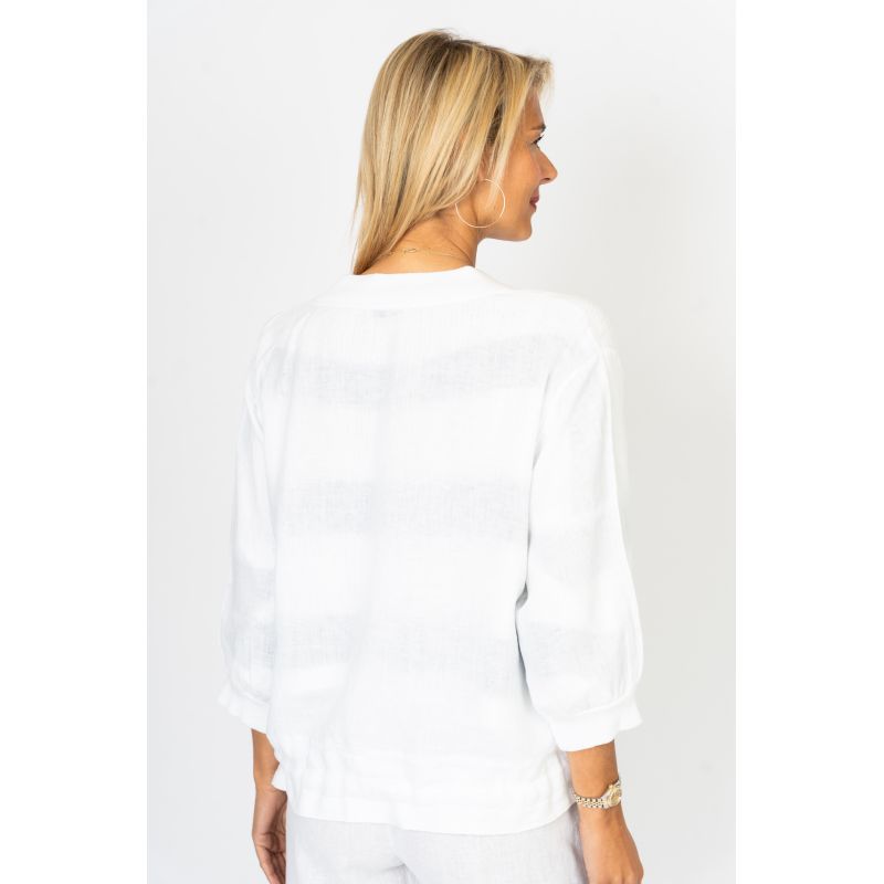 Linen Bomber Jacket - White ONE SIZE
