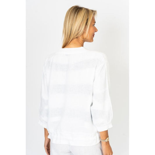 Linen Bomber Jacket - White ONE SIZE