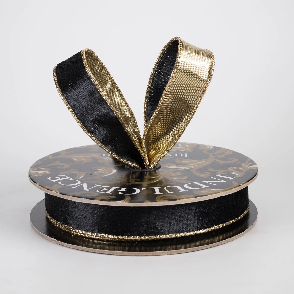 Velvet Metallic Black & Gold Ribbon