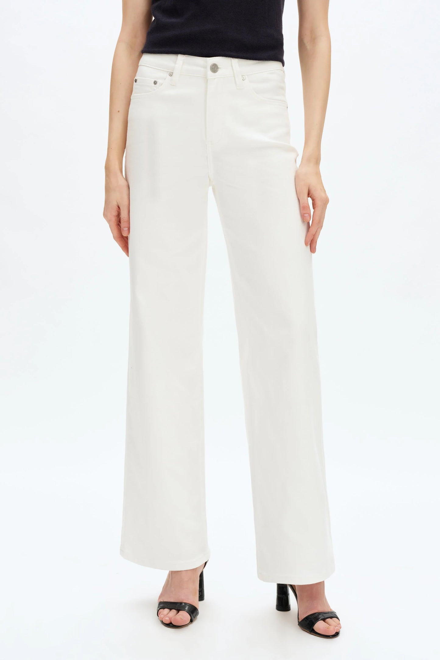 Maeve Mid Rise Straight White Jeans
