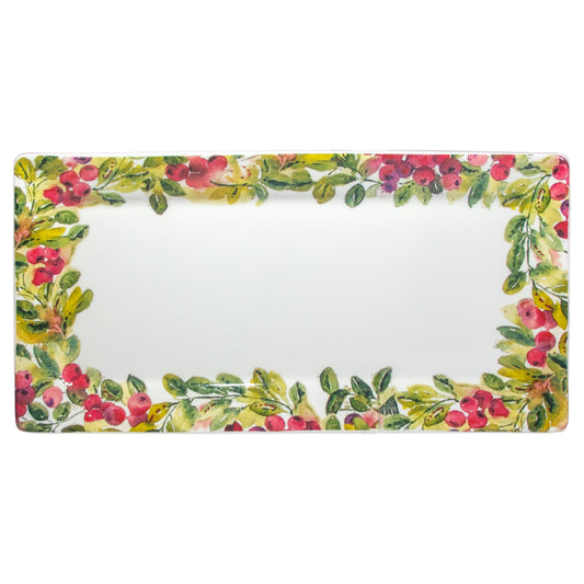 Cranberry Wreath Rectangle Platter