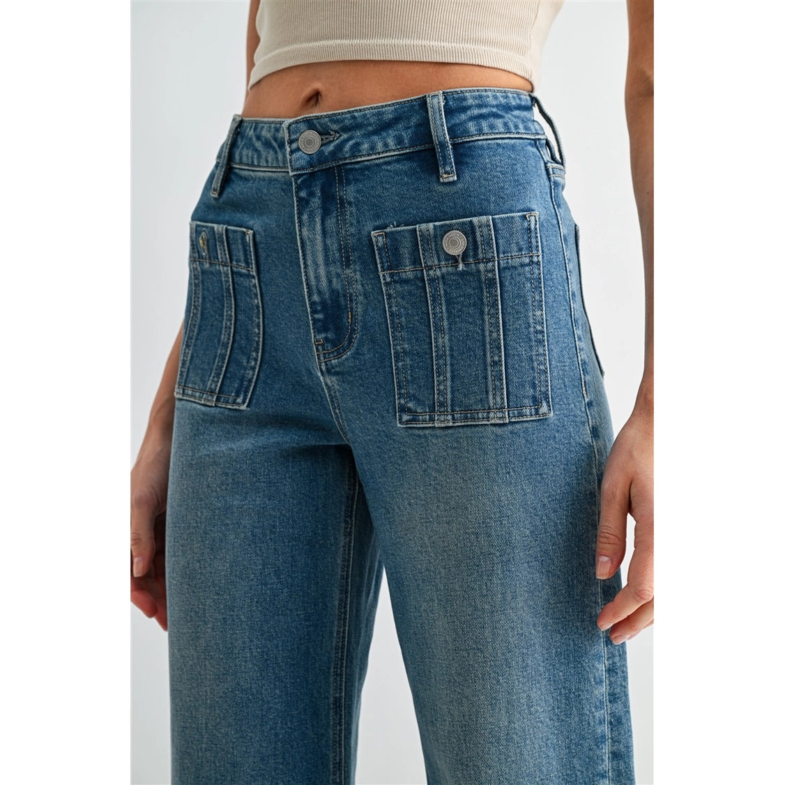 Mica High-Rise Wide Leg Crop Trouser Hem Jeans