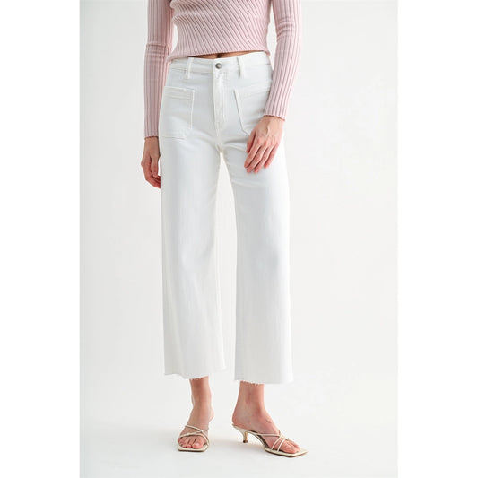 Mica High Rise Wide Leg Crop Raw Hem