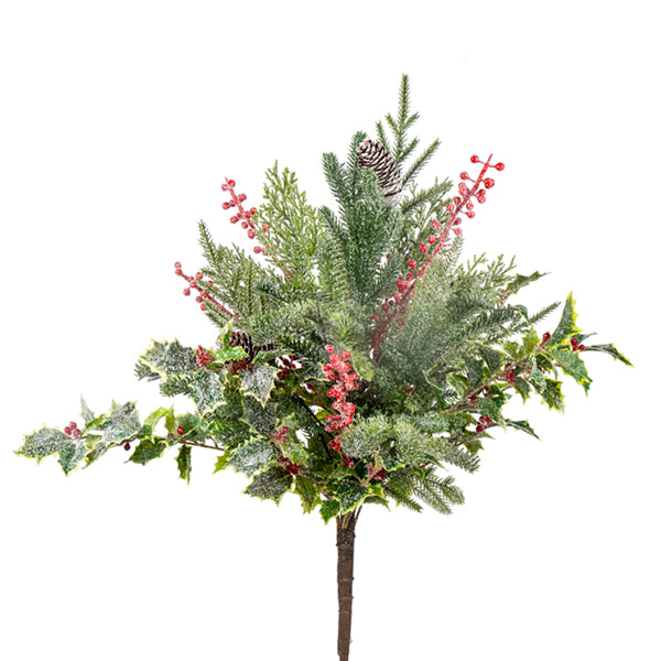 28" Large Mixed Pine Bush with Snow