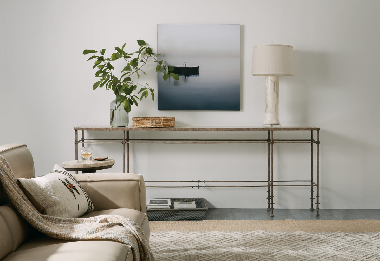 La Grange St James Metal and Stone Console