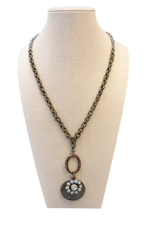 Vintage-Inspired Crystal Medallion Necklace