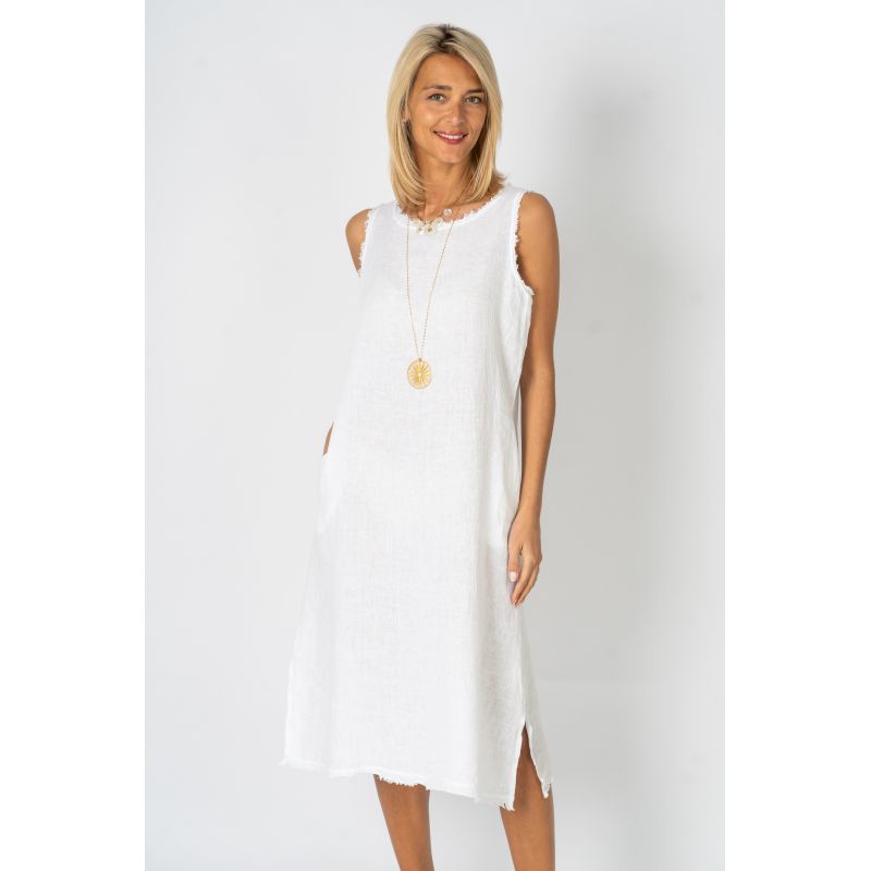 Midi Linen Dress White
