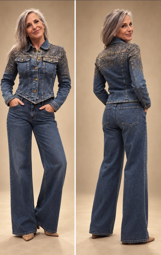 Demin Bronze Rhinestone Jean Jacket