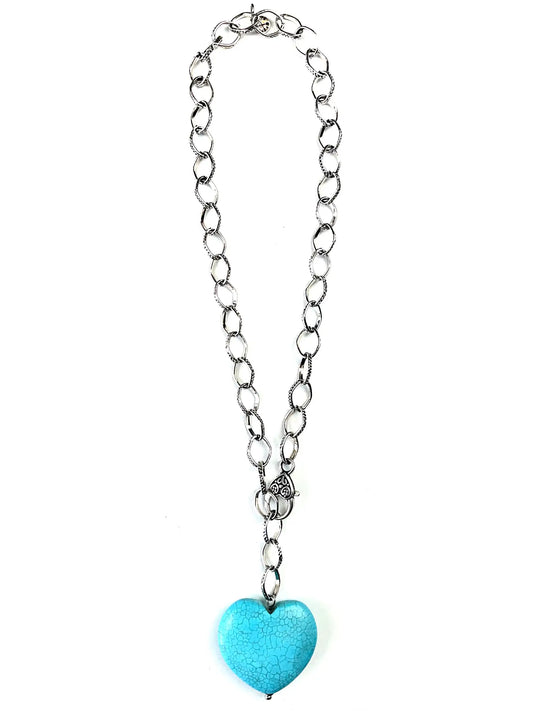 Front Clasp Turquoise Heart Pendant